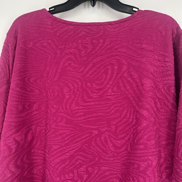 NEW Ali Miles Textured Tunic Top Pink Asymmetric Pocket Art Lagenlook Size 2X - Picture 7 of 10
